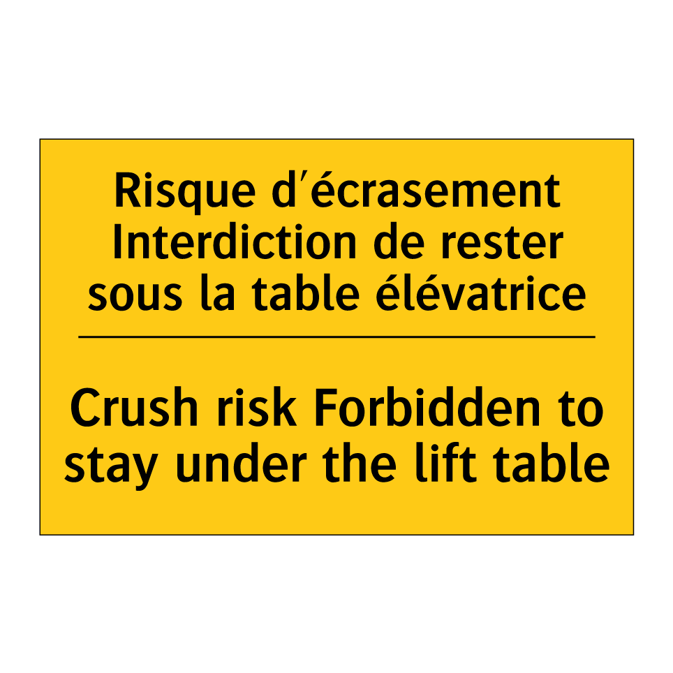 Risque d'écrasement Interdiction /.../ - Crush risk Forbidden to stay under /.../