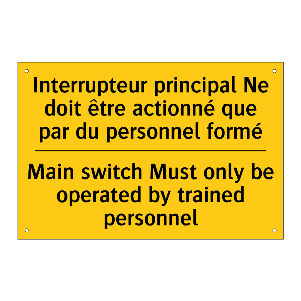 Interrupteur principal Ne doit /.../ - Main switch Must only be operated /.../
