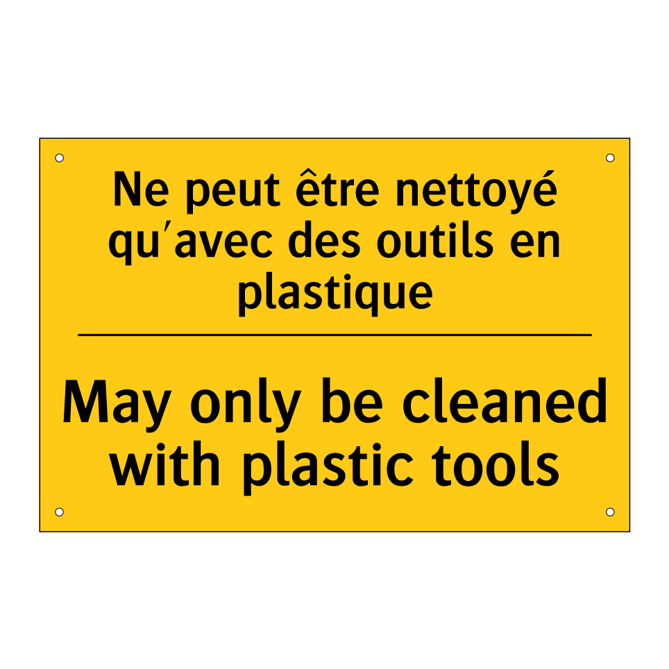 Ne peut être nettoyé qu'avec des /.../ - May only be cleaned with plastic /.../