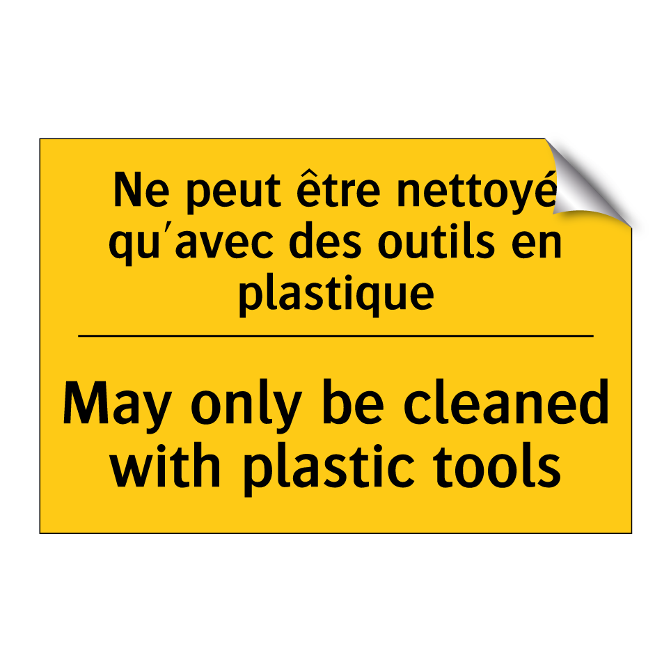 Ne peut être nettoyé qu'avec des /.../ - May only be cleaned with plastic /.../