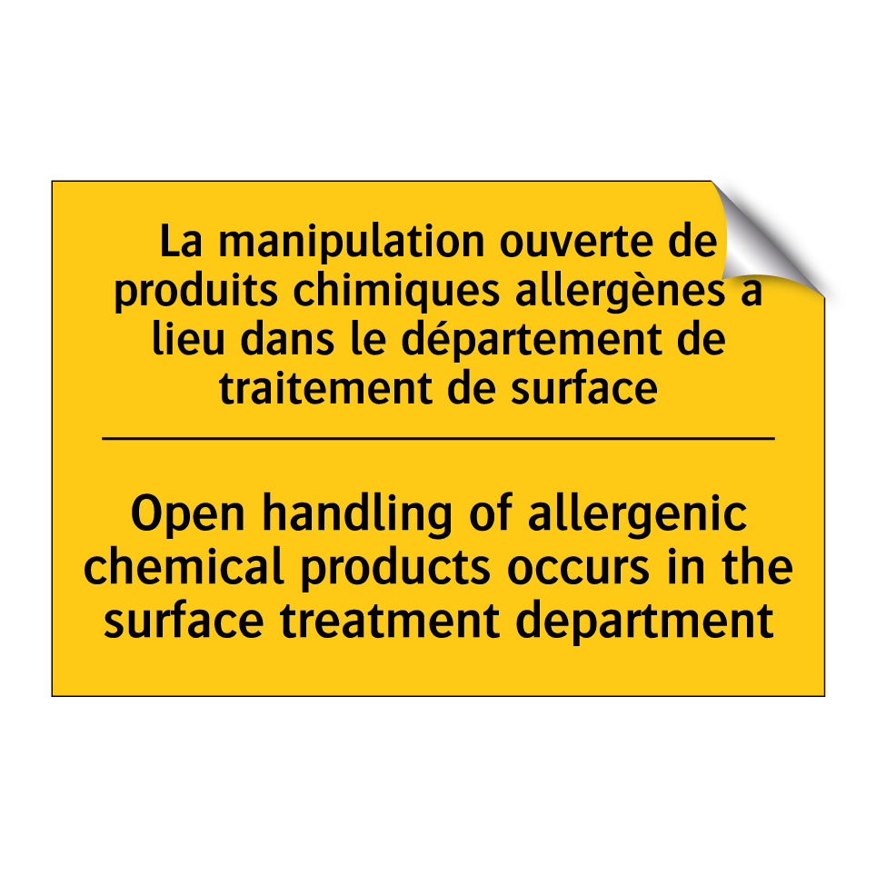 La manipulation ouverte de produits /.../ - Open handling of allergenic chemical /.../