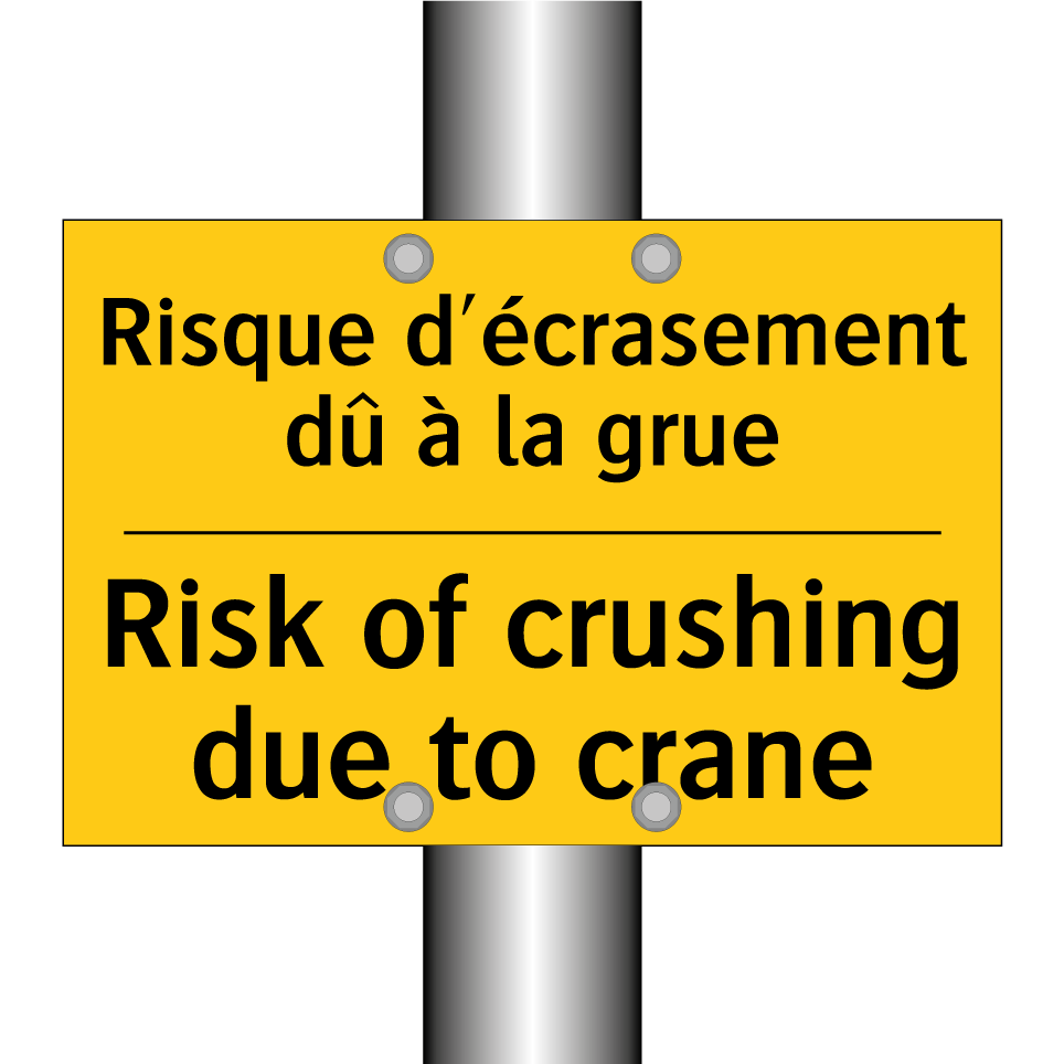 Risque d'écrasement dû à la grue /.../ - Risk of crushing due to crane
