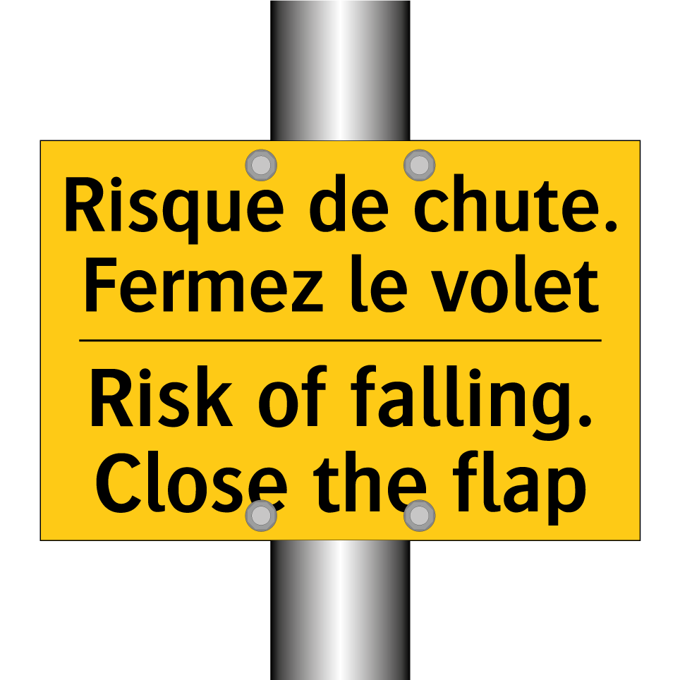 Risque de chute. Fermez le volet /.../ - Risk of falling. Close the flap /.../
