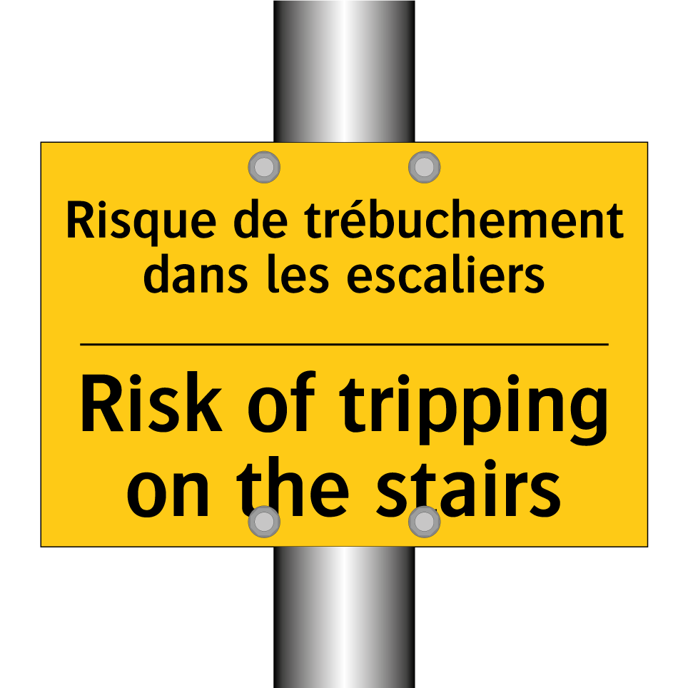 Risque de trébuchement dans les /.../ - Risk of tripping on the stairs