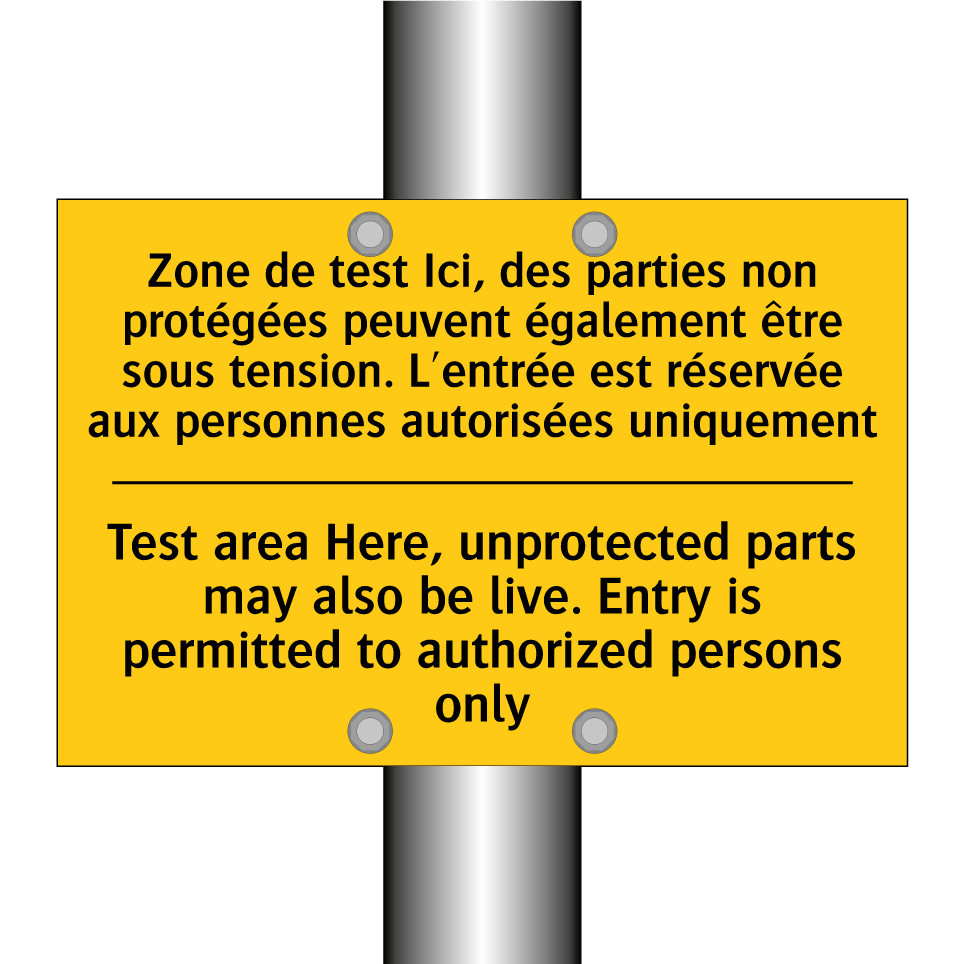 Zone de test Ici, des parties /.../ - Test area Here, unprotected parts /.../