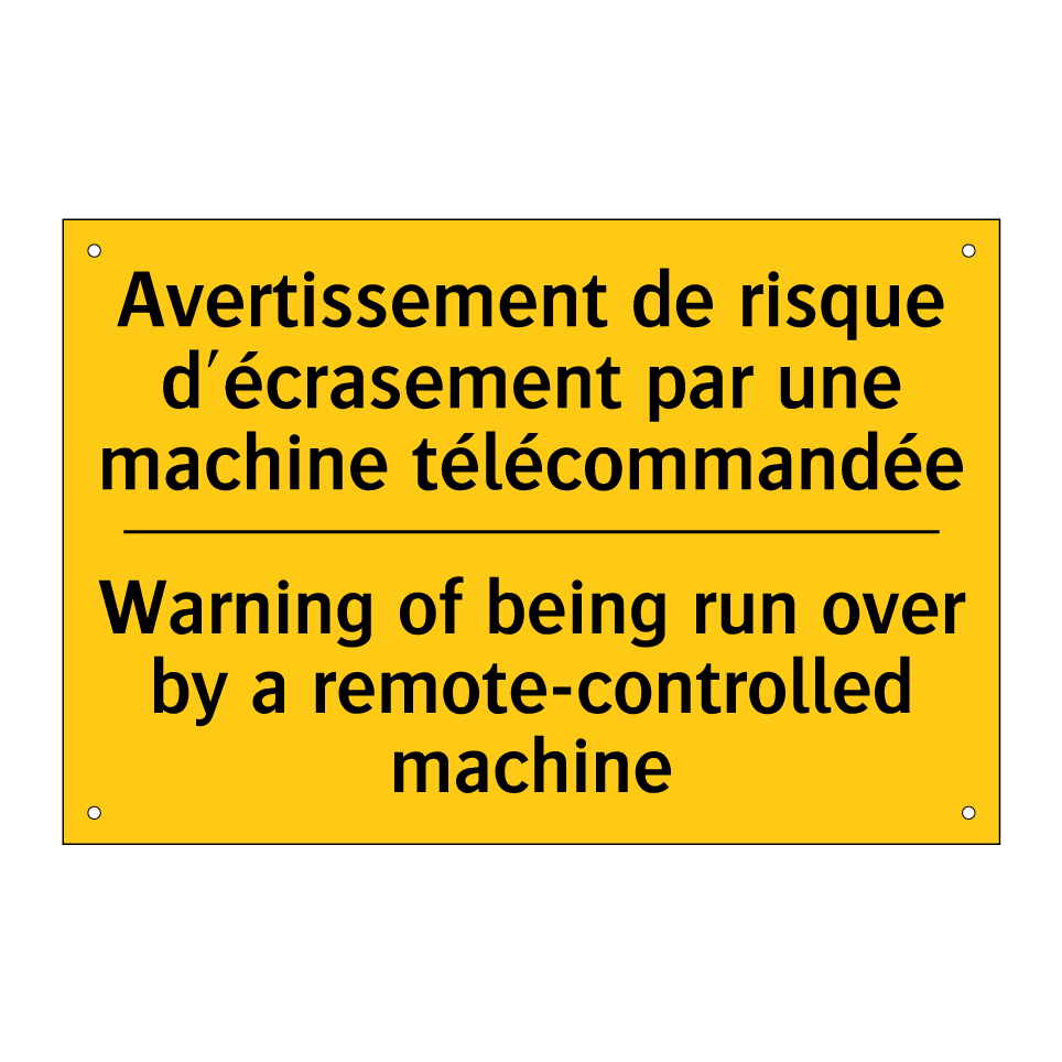 Avertissement de risque d'écrasement /.../ - Warning of being run over by a /.../