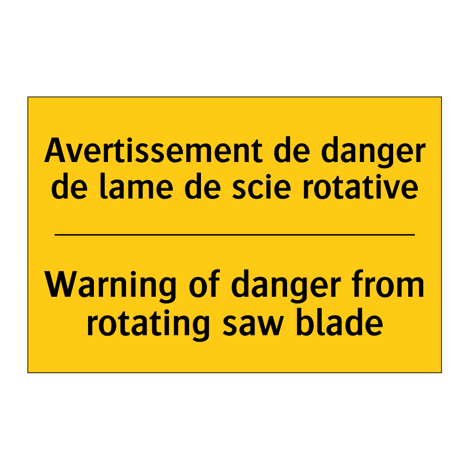Avertissement de danger de lame /.../ - Warning of danger from rotating /.../