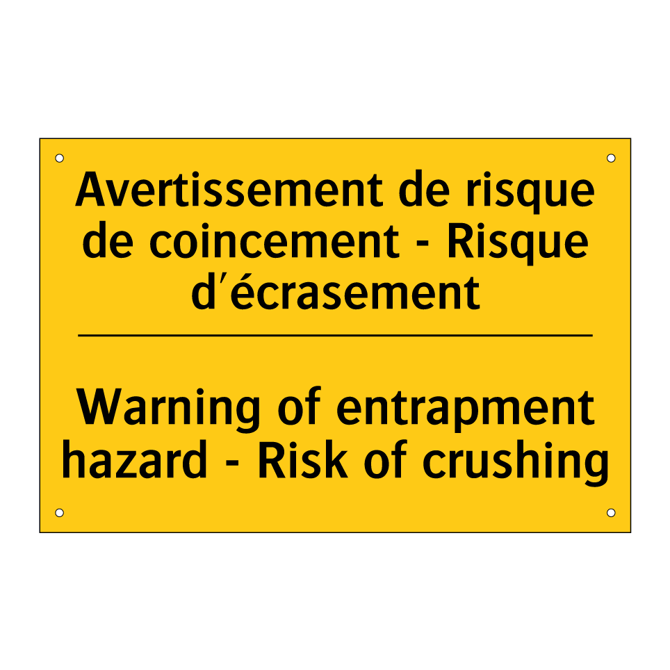 Avertissement de risque de coincement /.../ - Warning of entrapment hazard - /.../