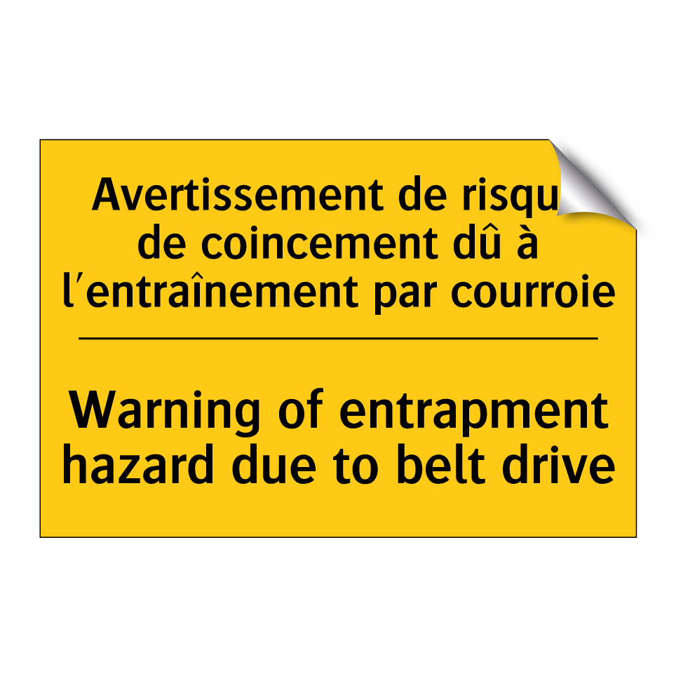 Avertissement de risque de coincement /.../ - Warning of entrapment hazard due /.../