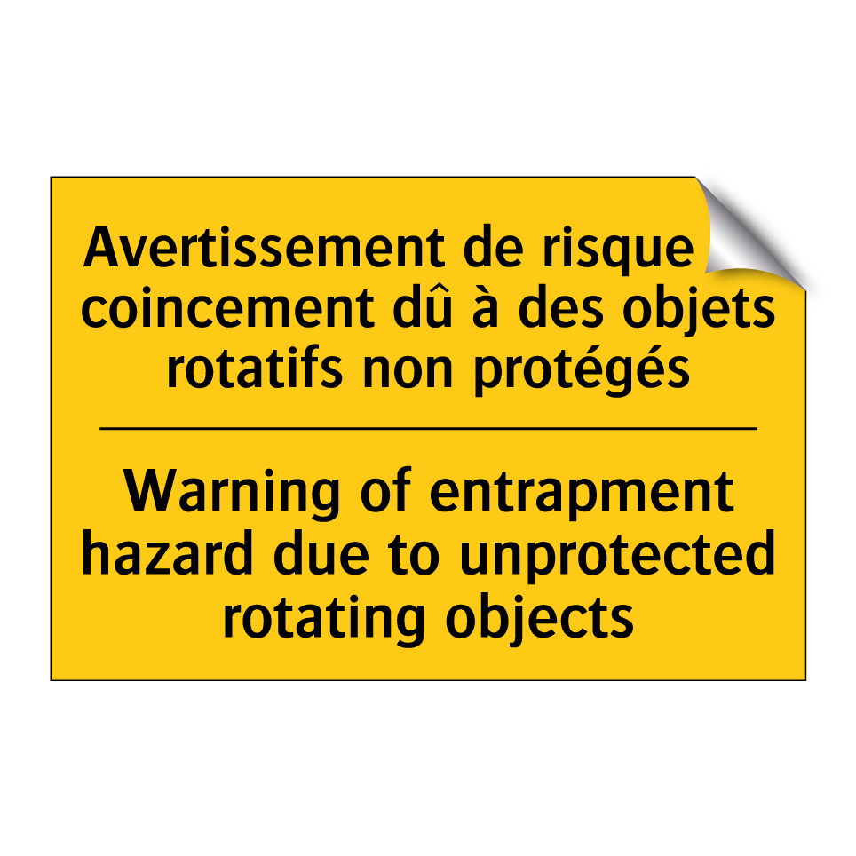Avertissement de risque de coincement /.../ - Warning of entrapment hazard due /.../