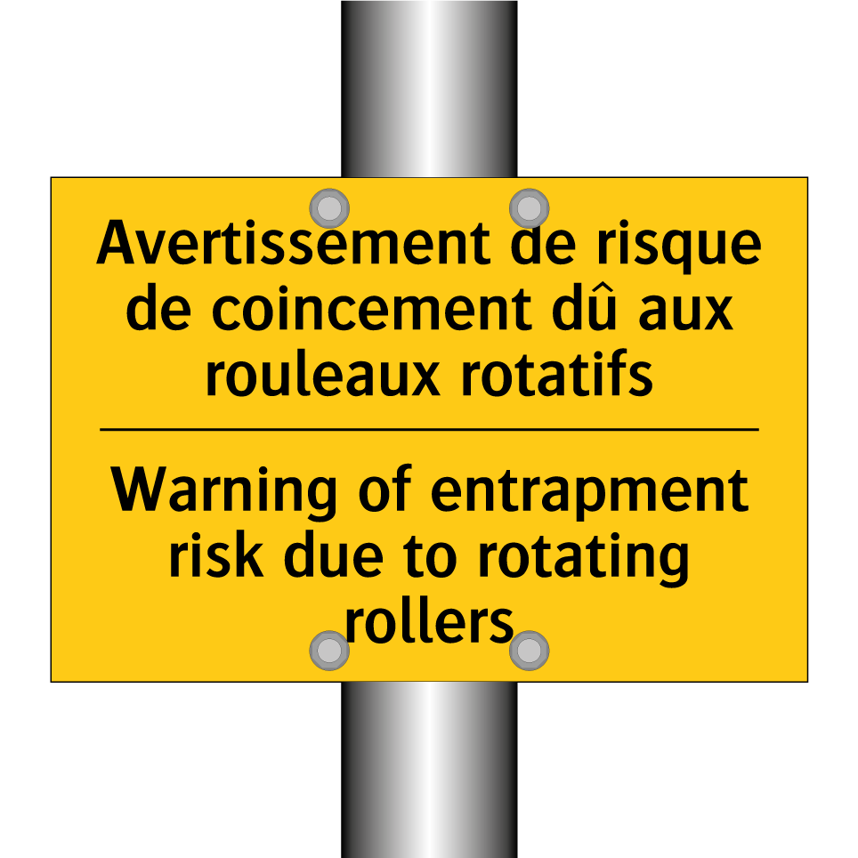Avertissement de risque de coincement /.../ - Warning of entrapment risk due /.../