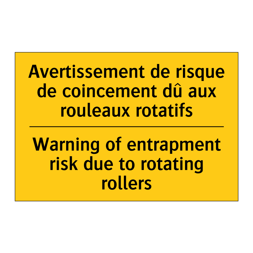 Avertissement de risque de coincement /.../ - Warning of entrapment risk due /.../