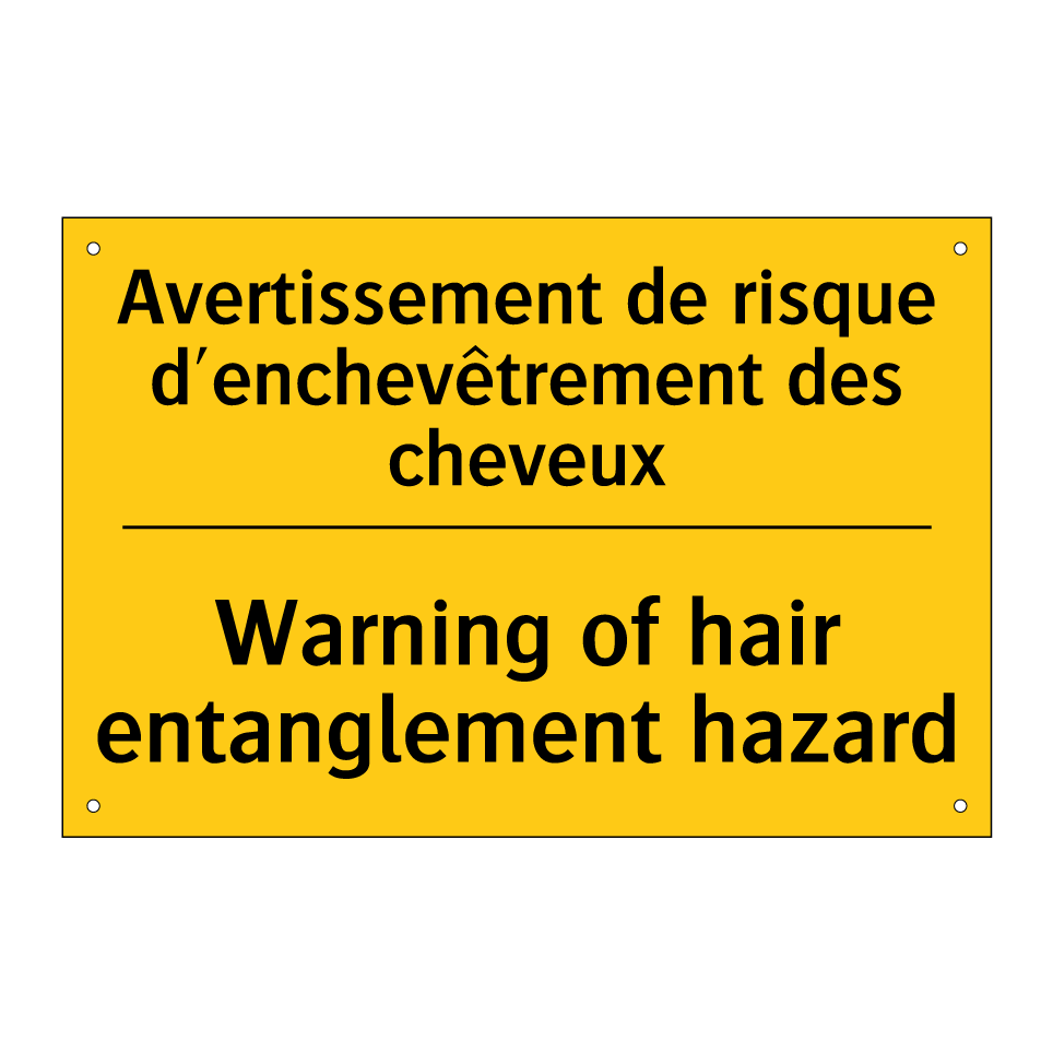 Avertissement de risque d'enchevêtrement /.../ - Warning of hair entanglement hazard /.../
