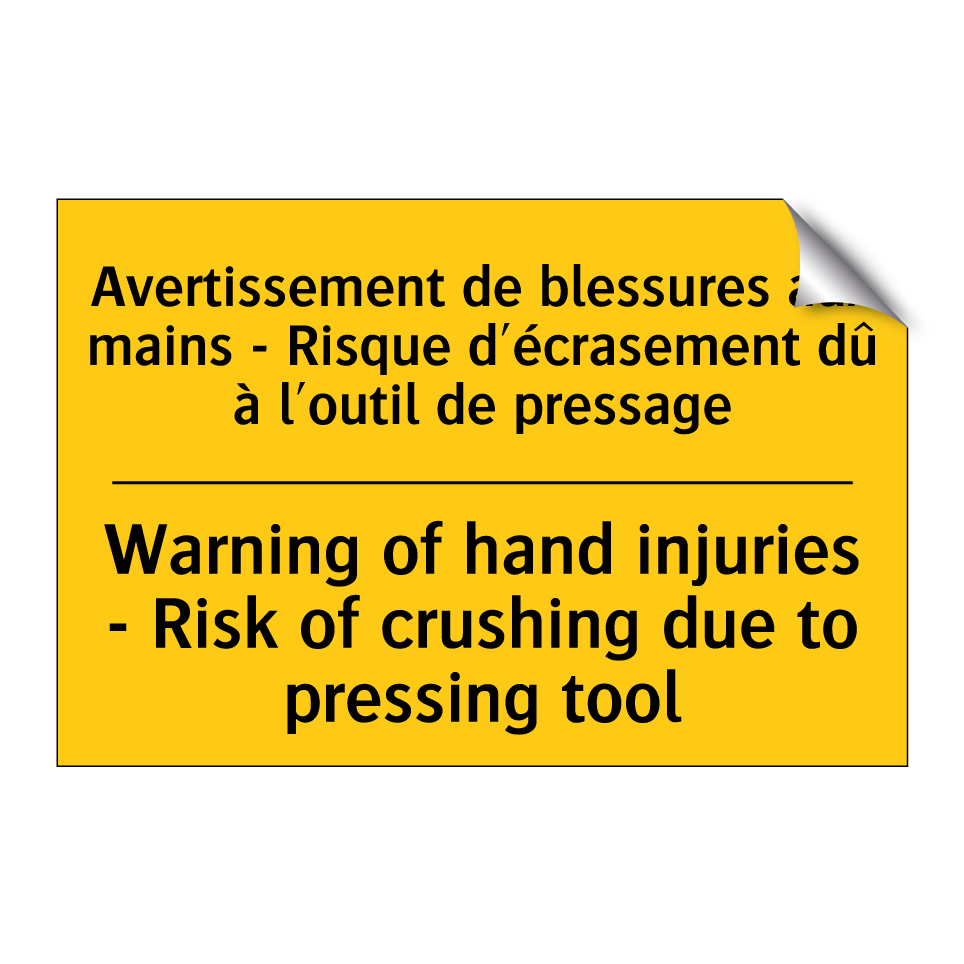 Avertissement de blessures aux /.../ - Warning of hand injuries - Risk /.../