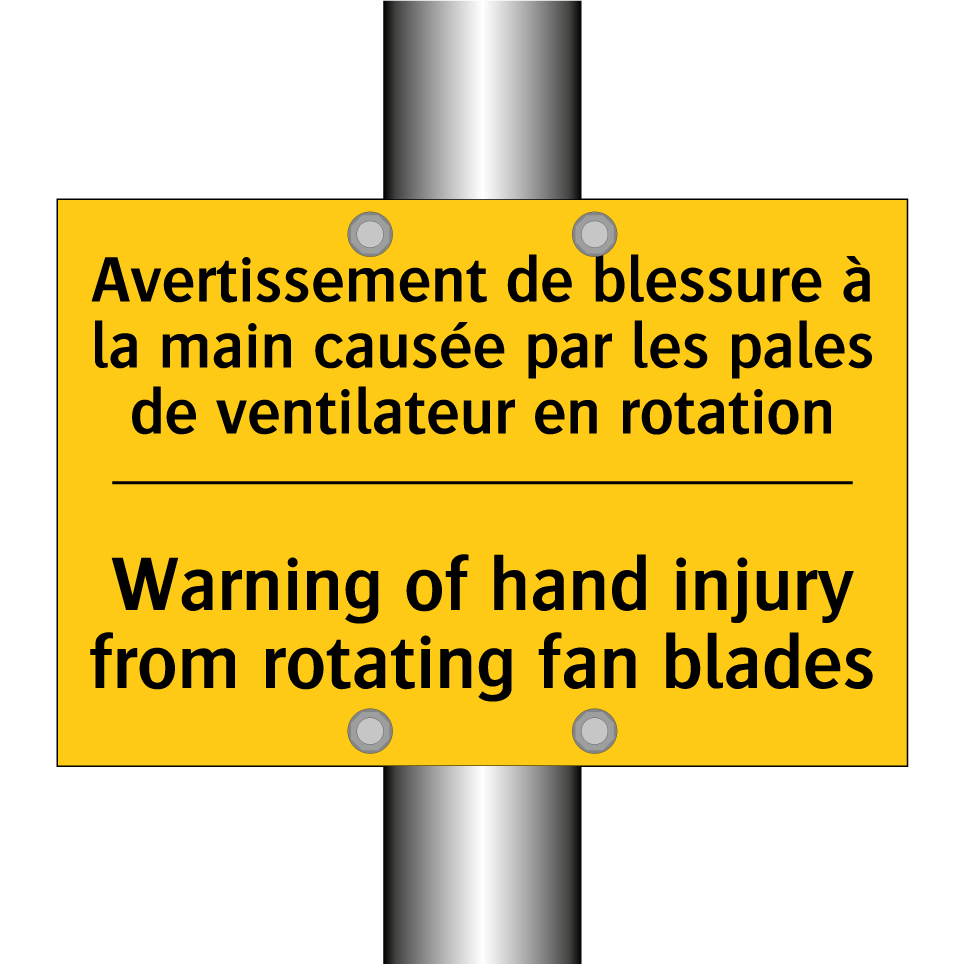 Avertissement de blessure à la /.../ - Warning of hand injury from rotating /.../