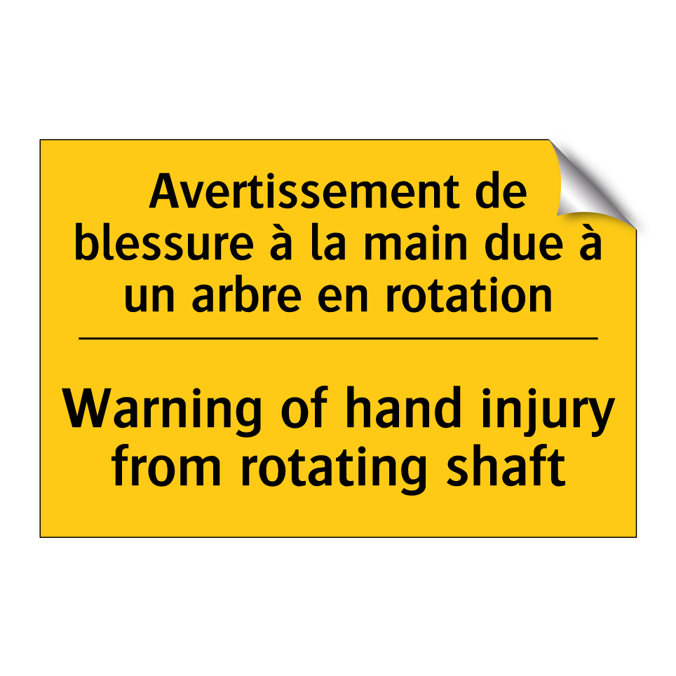 Avertissement de blessure à la /.../ - Warning of hand injury from rotating /.../