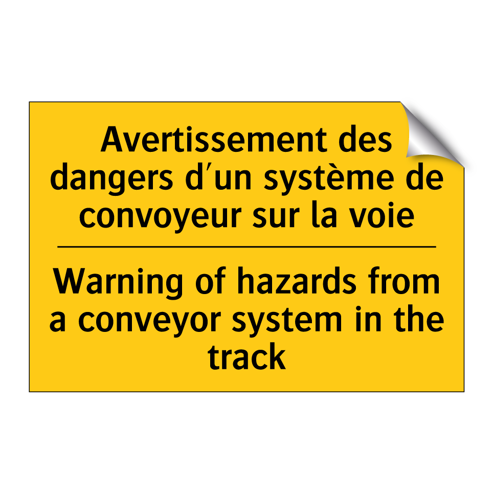 Avertissement des dangers d'un /.../ - Warning of hazards from a conveyor /.../