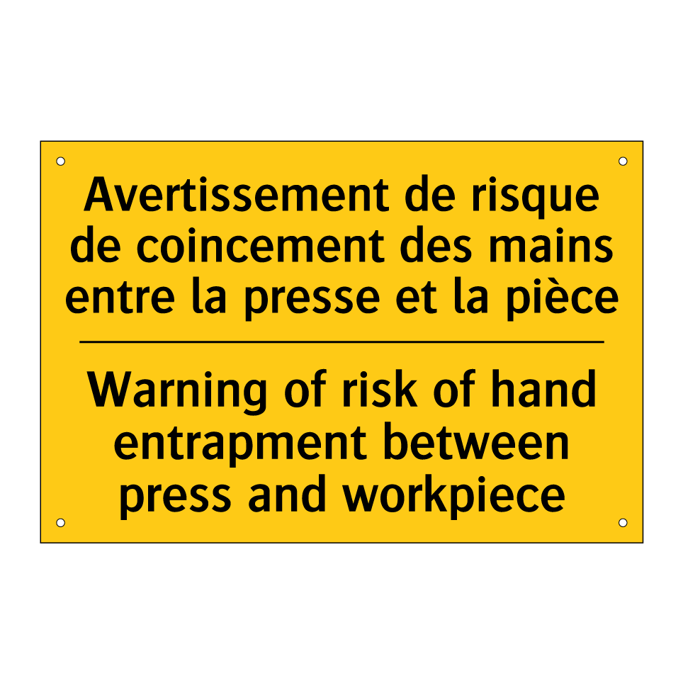 Avertissement de risque de coincement /.../ - Warning of risk of hand entrapment /.../