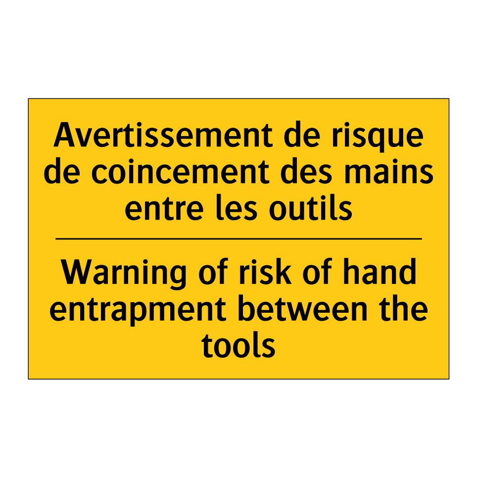 Avertissement de risque de coincement /.../ - Warning of risk of hand entrapment /.../