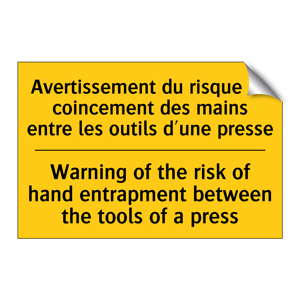 Avertissement du risque de coincement /.../ - Warning of the risk of hand entrapment /.../