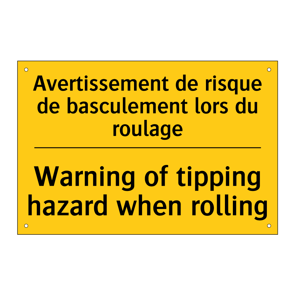 Avertissement de risque de basculement /.../ - Warning of tipping hazard when /.../