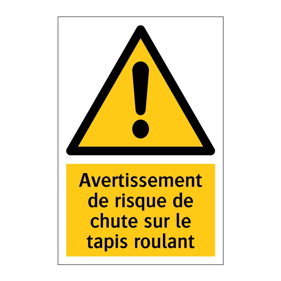 Avertissement de risque de chute sur le tapis roulant