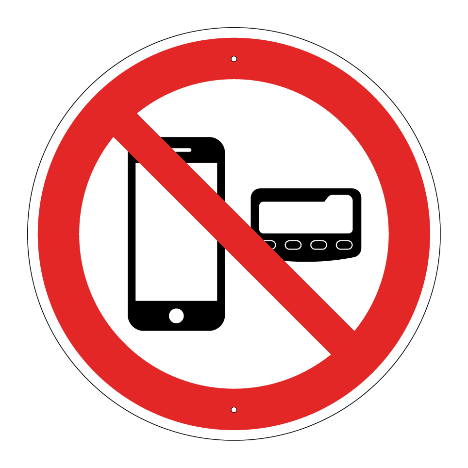 Keine Mobiltelefone oder Funkmeldeempfänger