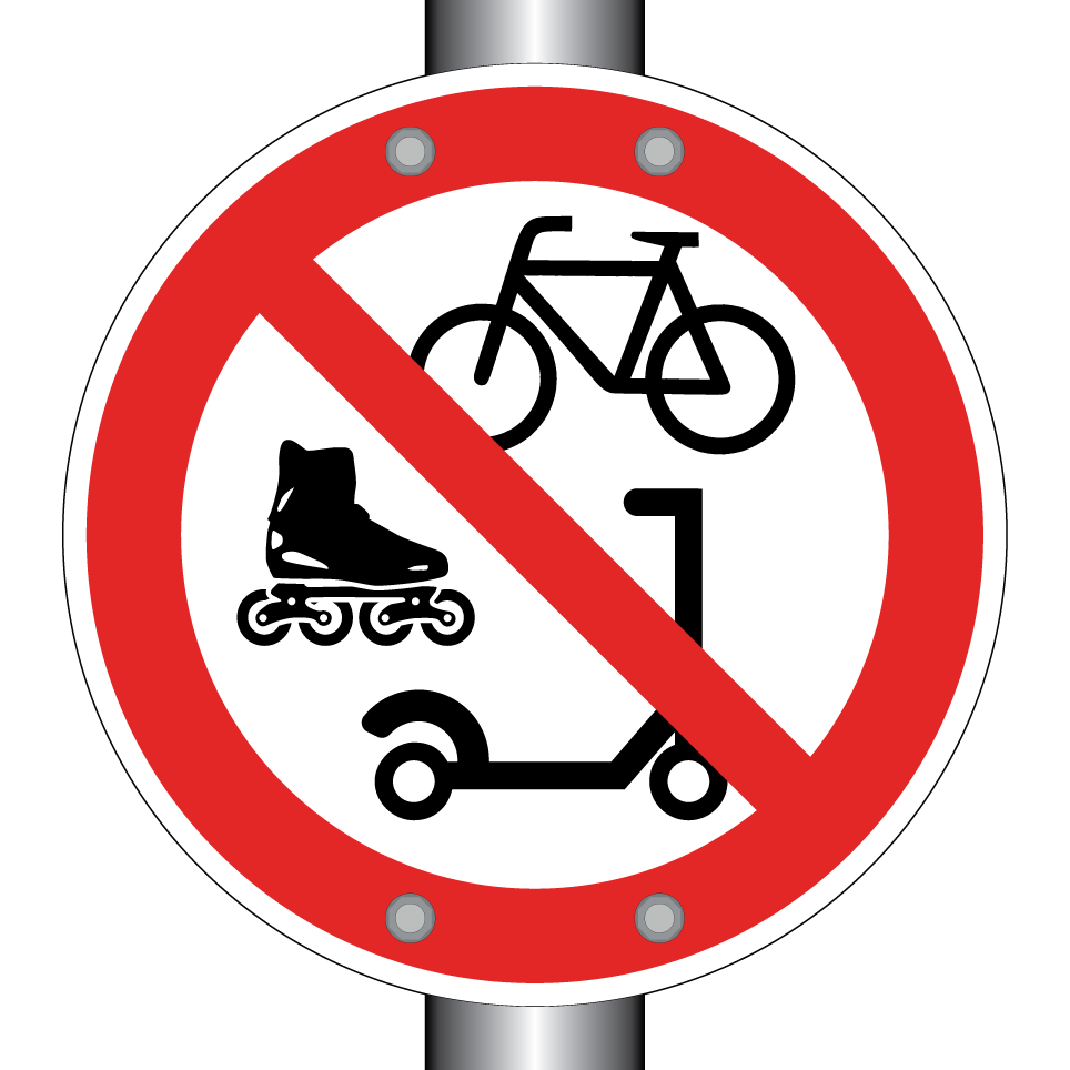 Keine Fahrräder, Inlineskates oder Roller