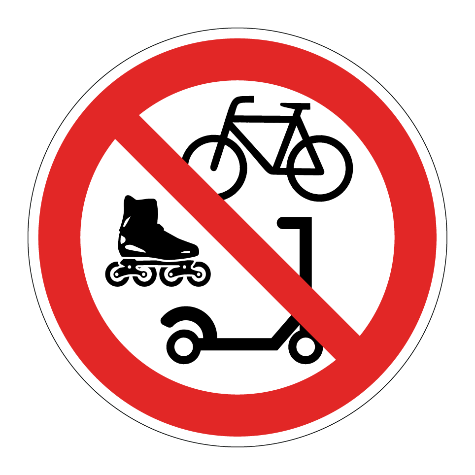 Keine Fahrräder, Inlineskates oder Roller