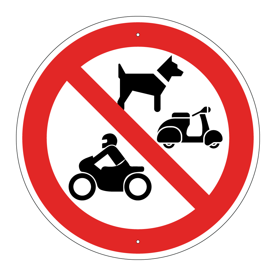 Keine Hunde, Motorräder oder Mopeds