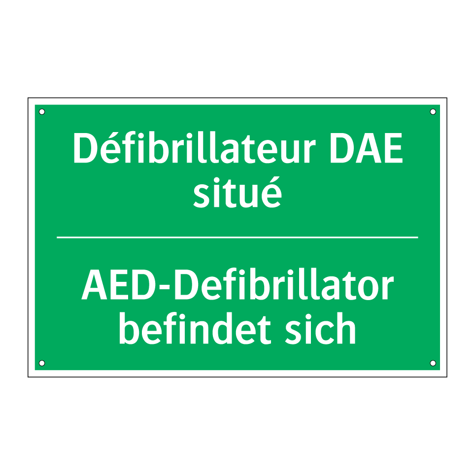 AED-Defibrillator befindet sich /.../ - Défibrillateur DAE situé