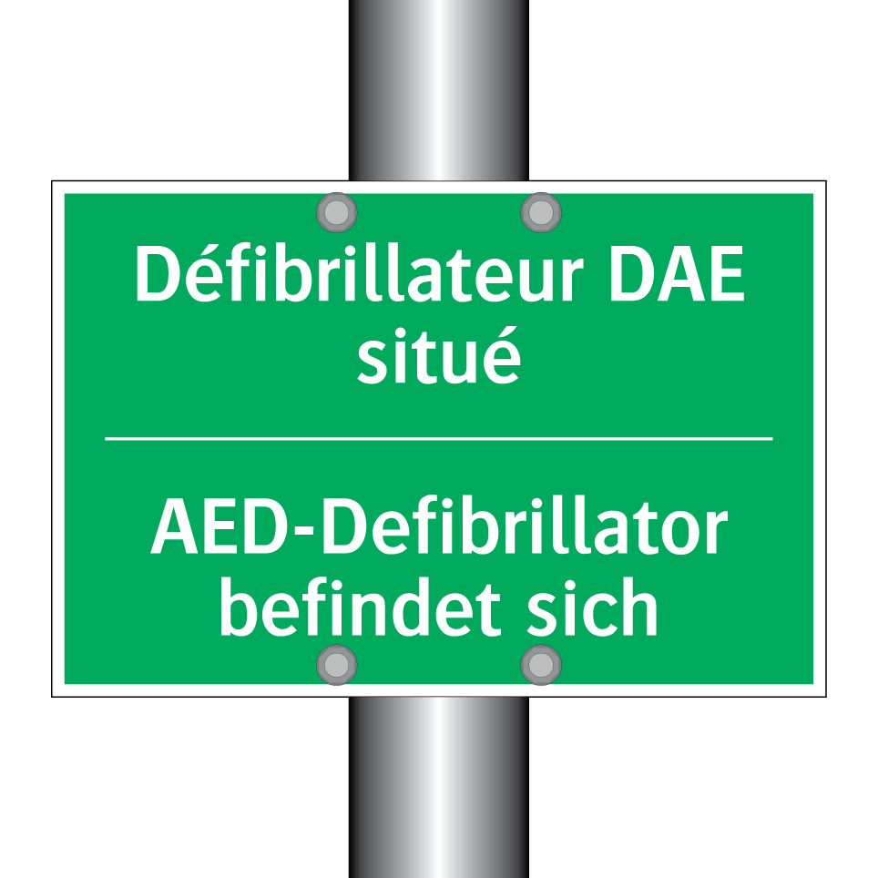 AED-Defibrillator befindet sich /.../ - Défibrillateur DAE situé