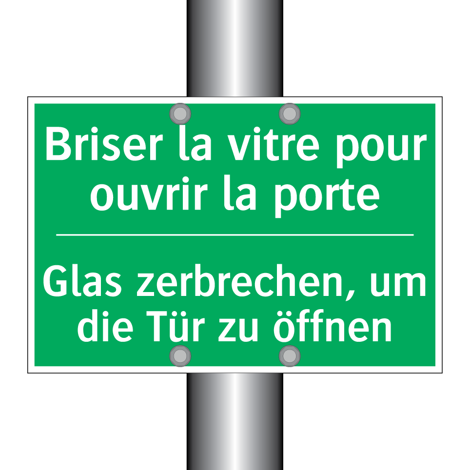Glas zerbrechen, um die Tür zu  /.../ - Briser la vitre pour ouvrir la  /.../