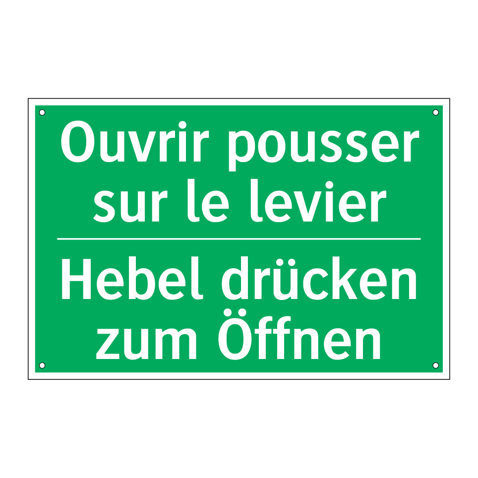 Hebel drücken zum Öffnen - Ouvrir pousser sur le levier