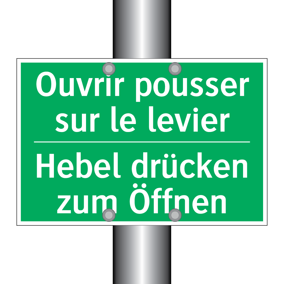 Hebel drücken zum Öffnen - Ouvrir pousser sur le levier