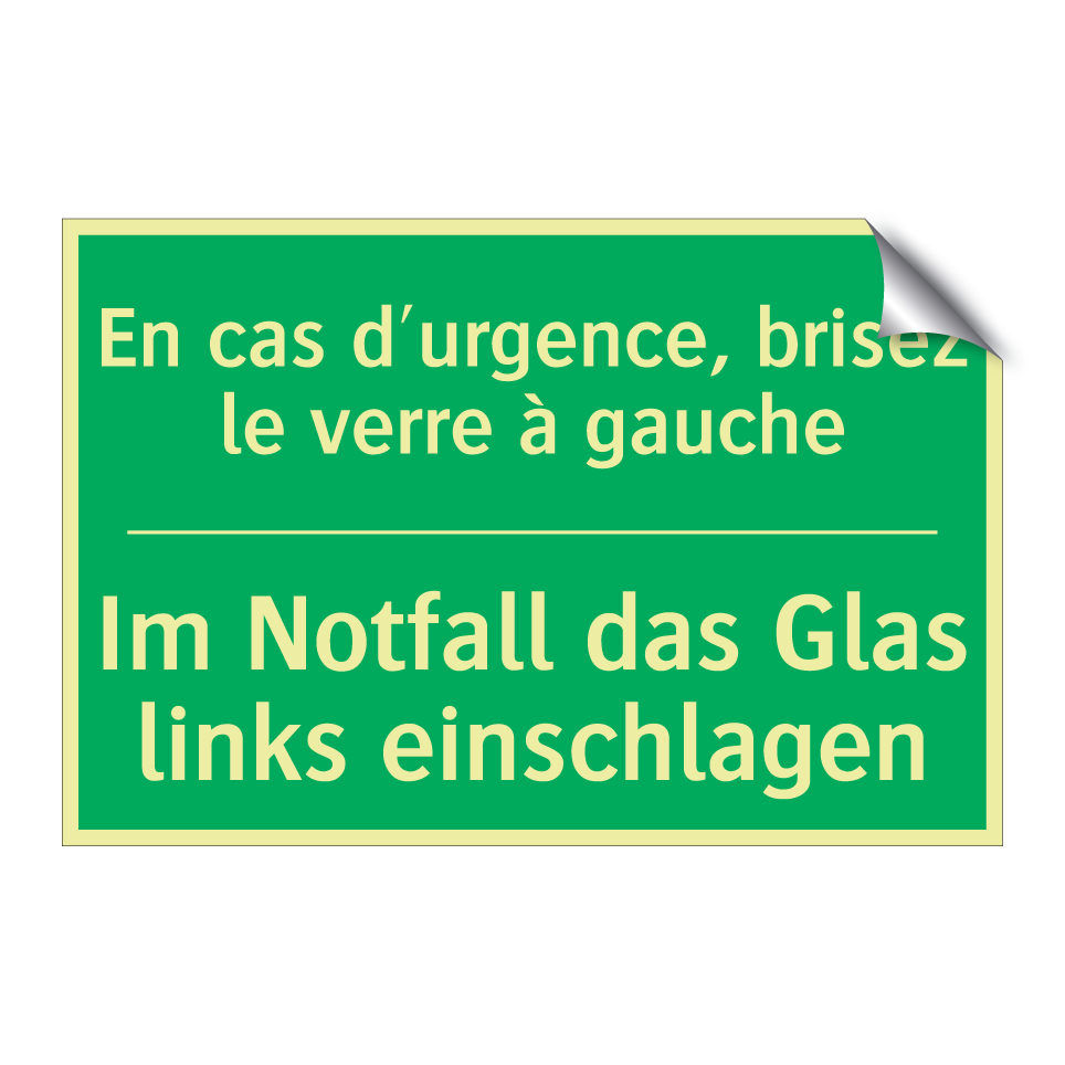 Im Notfall das Glas links einschlagen /.../ - En cas d'urgence, brisez le verre  /.../