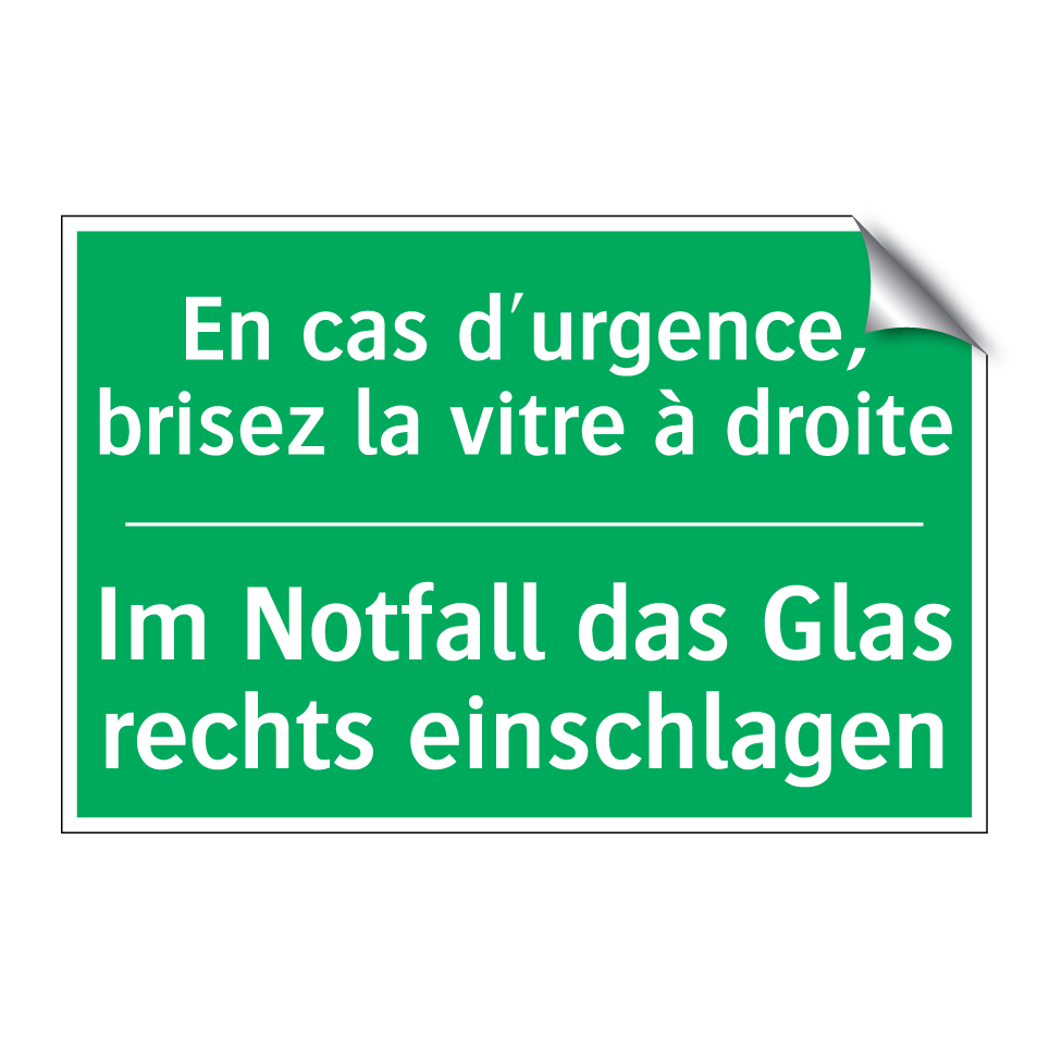 Im Notfall das Glas rechts einschlagen /.../ - En cas d'urgence, brisez la vitre  /.../