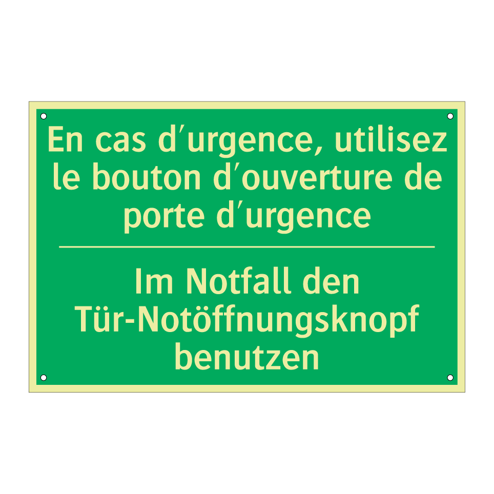 Im Notfall den Tür-Notöffnungsknopf  /.../ - En cas d'urgence, utilisez le  /.../