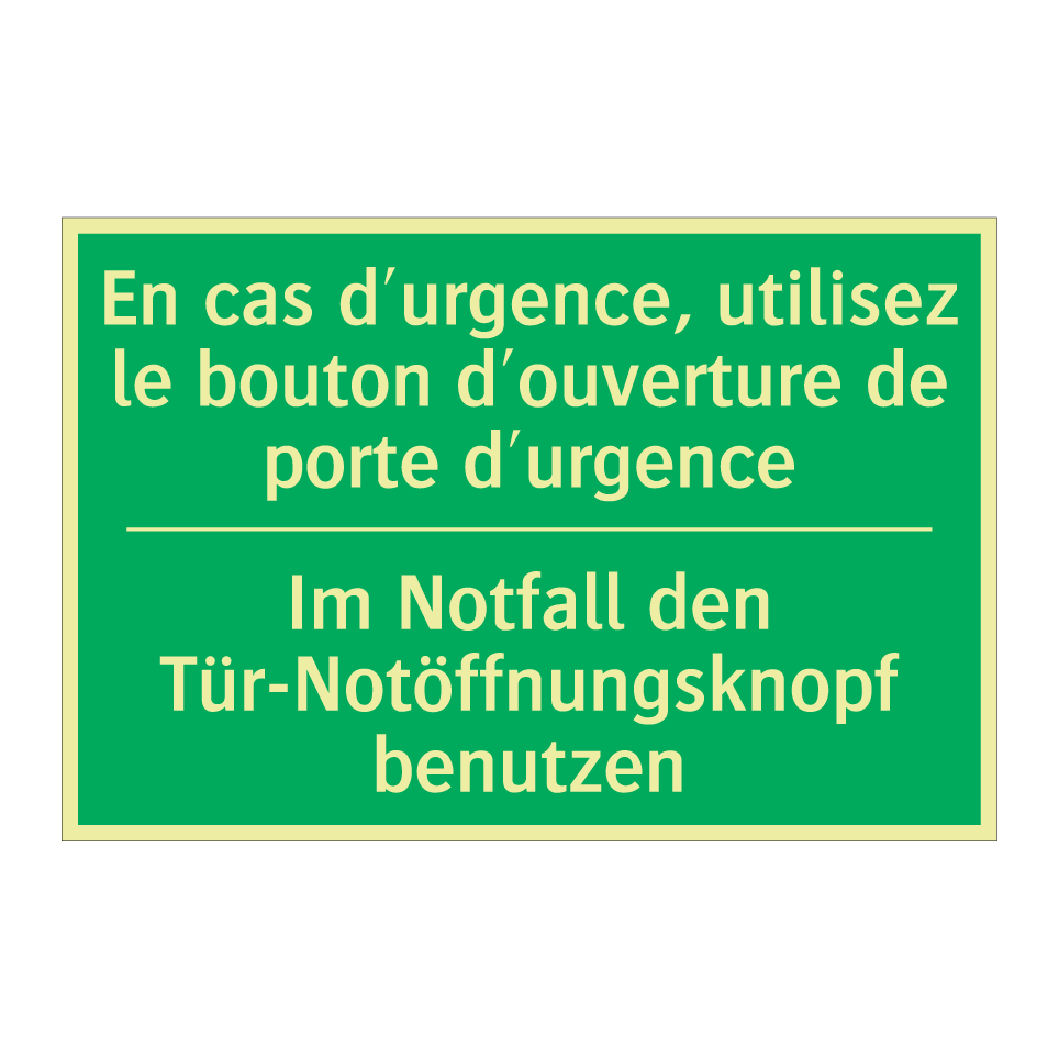 Im Notfall den Tür-Notöffnungsknopf  /.../ - En cas d'urgence, utilisez le  /.../