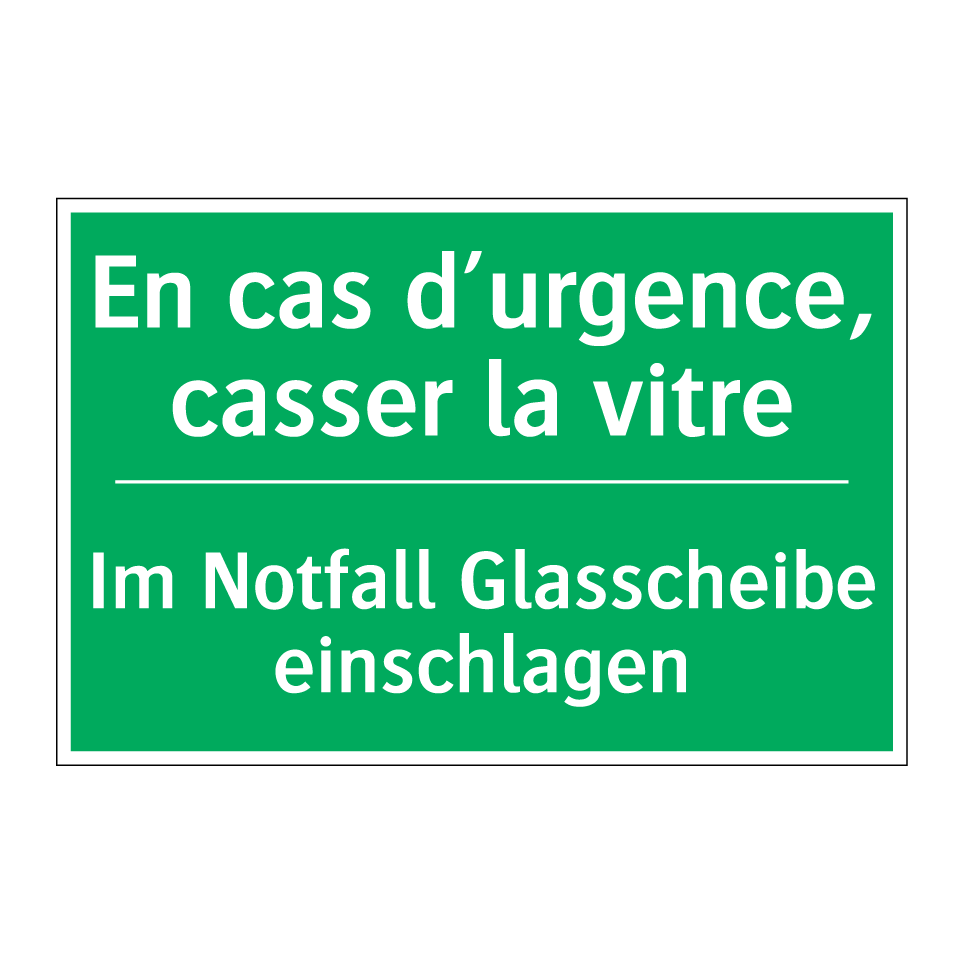 Im Notfall Glasscheibe einschlagen /.../ - En cas d’urgence, casser la vitre /.../