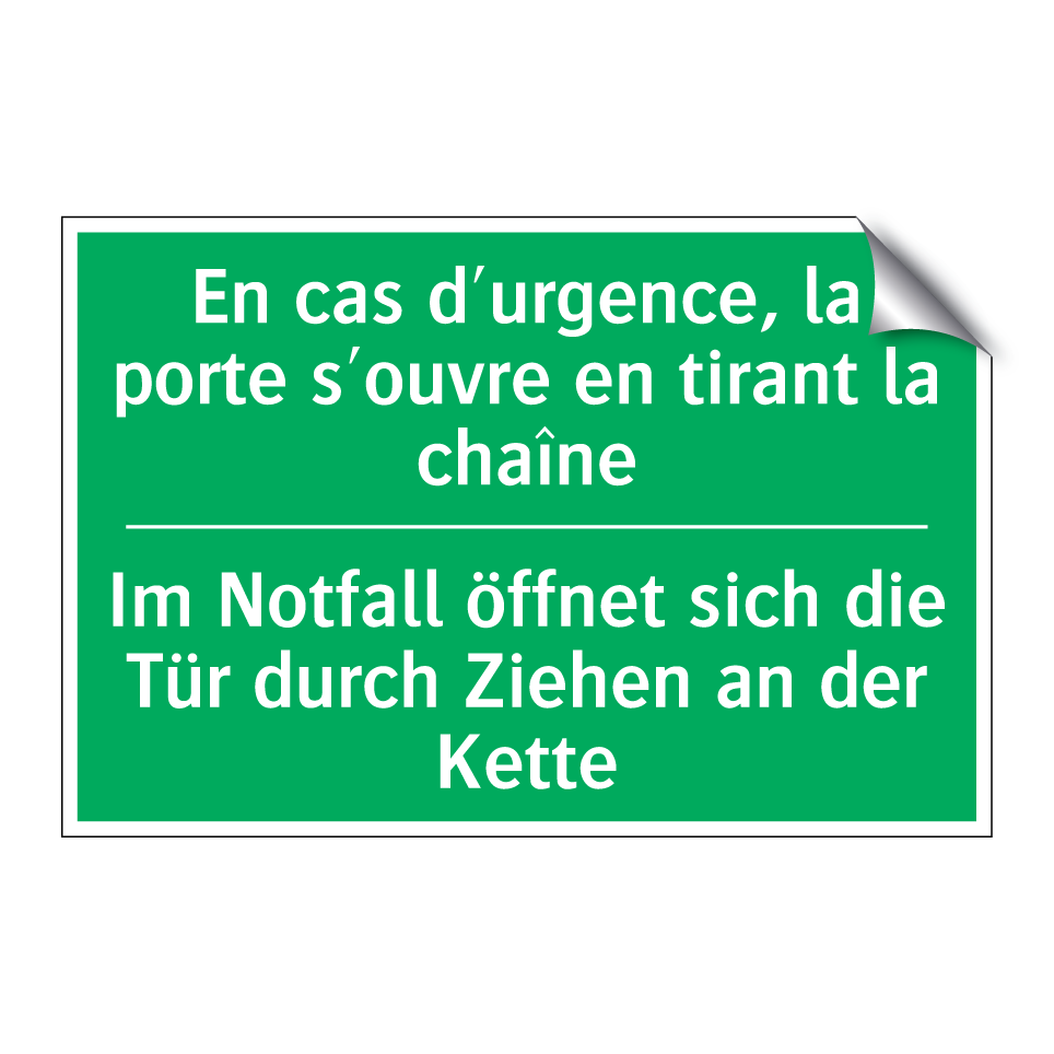 Im Notfall öffnet sich die Tür  /.../ - En cas d'urgence, la porte s'ouvre  /.../
