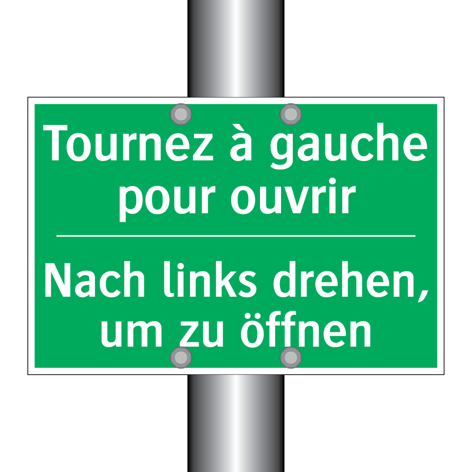 Nach links drehen, um zu öffnen /.../ - Tournez à gauche pour ouvrir