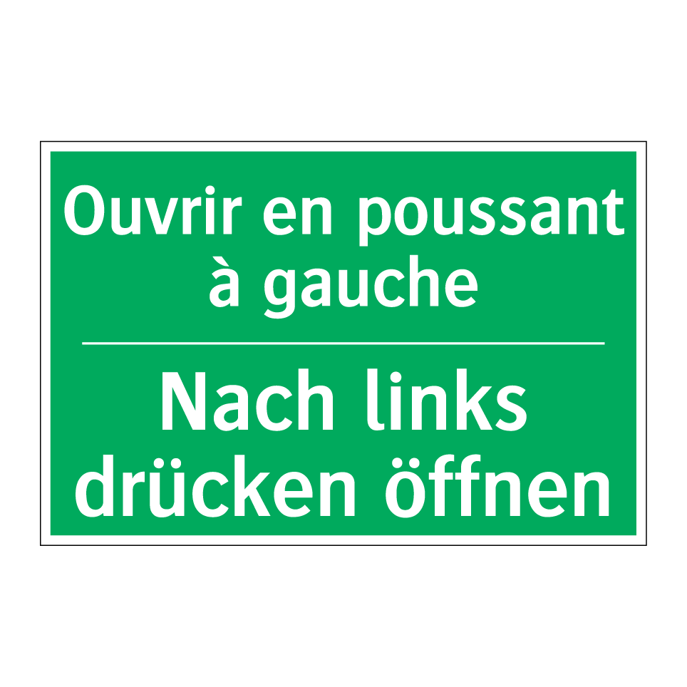 Nach links drücken öffnen - Ouvrir en poussant à gauche
