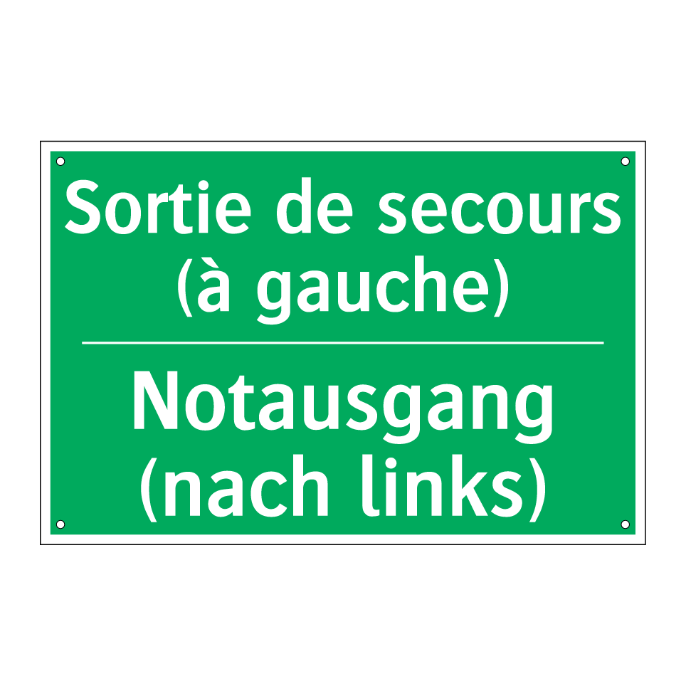 Notausgang (nach links) - Sortie de secours (à gauche)
