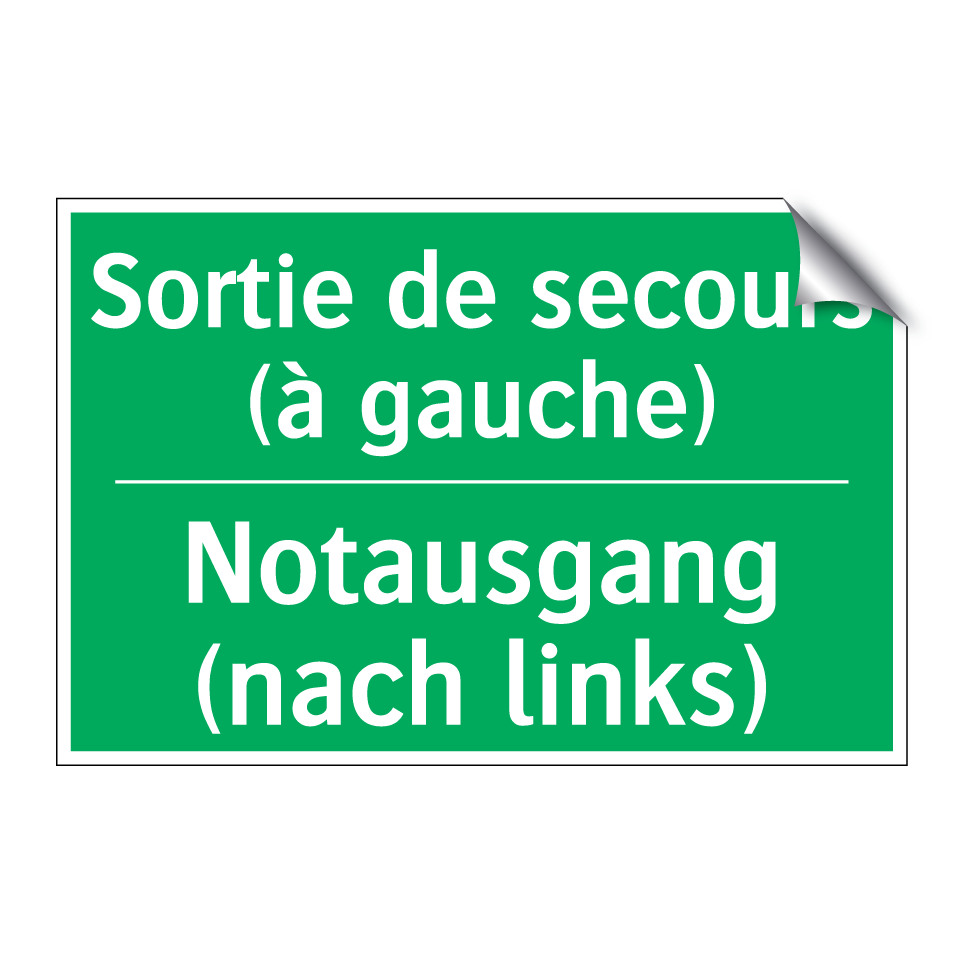 Notausgang (nach links) - Sortie de secours (à gauche)
