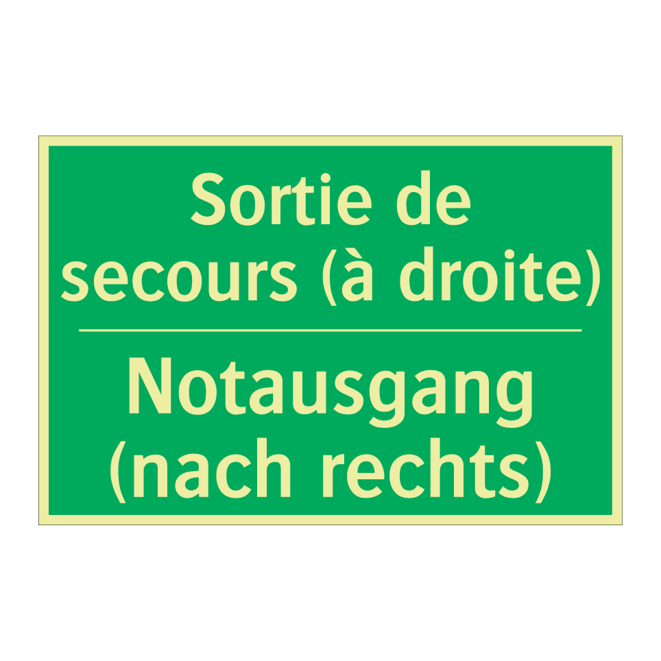 Notausgang (nach rechts) - Sortie de secours (à droite)
