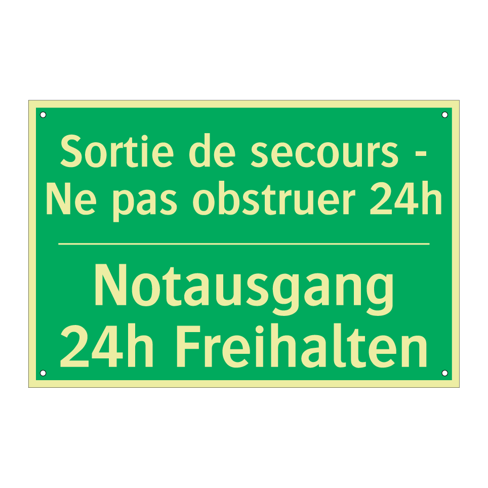 Notausgang 24h Freihalten - Sortie de secours - Ne pas obstruer  /.../