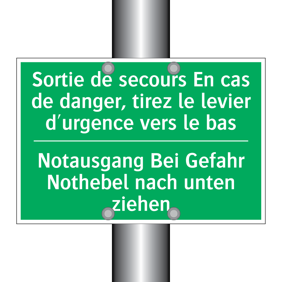 Notausgang Bei Gefahr Nothebel  /.../ - Sortie de secours En cas de danger,  /.../