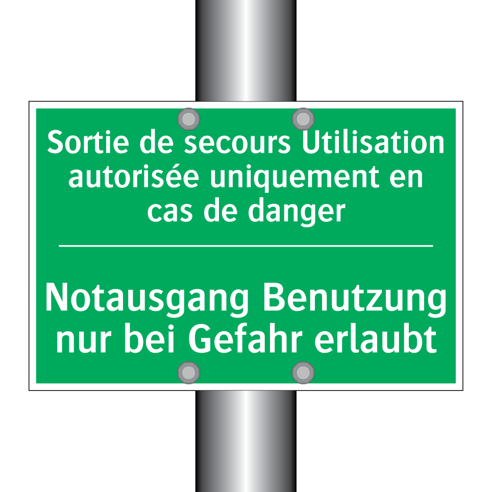 Notausgang Benutzung nur bei Gefahr  /.../ - Sortie de secours Utilisation  /.../
