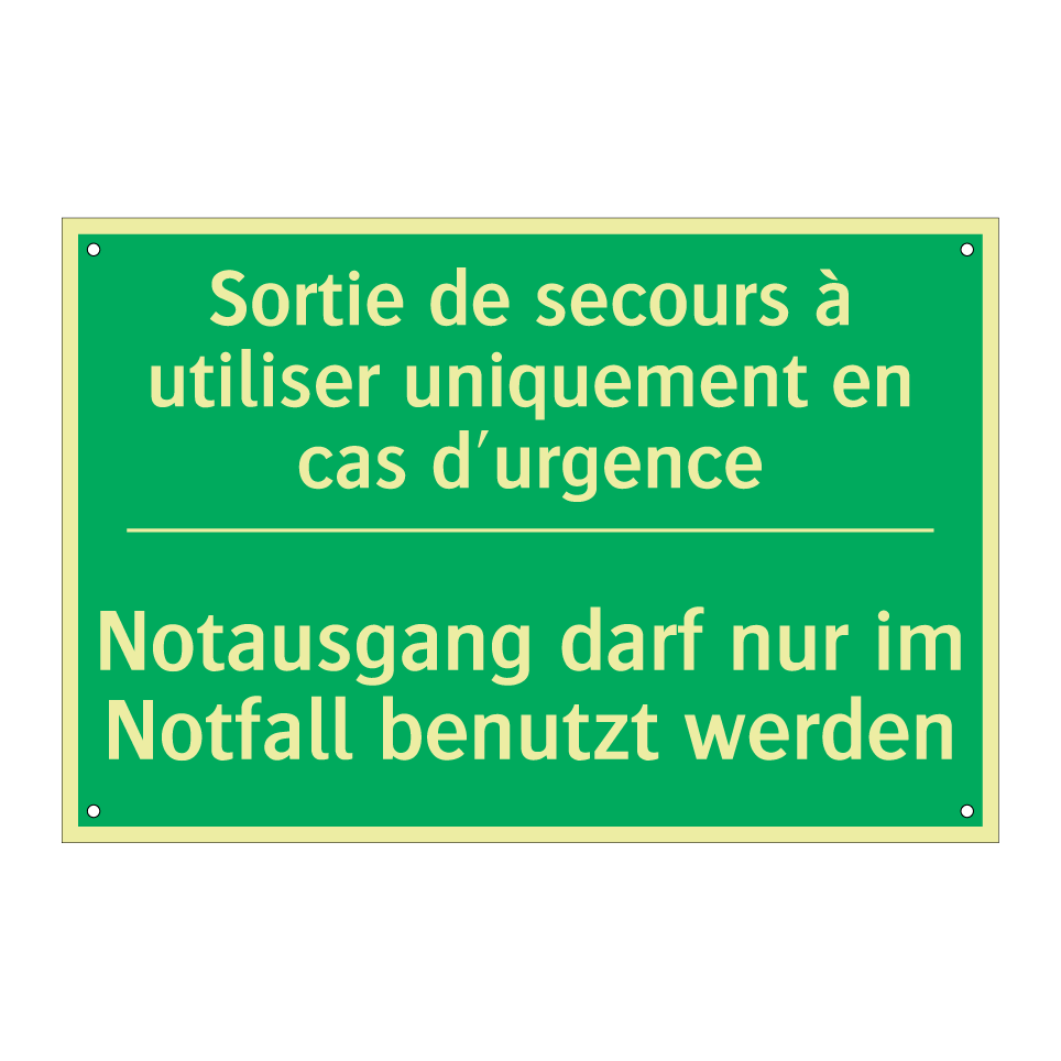Notausgang darf nur im Notfall  /.../ - Sortie de secours à utiliser uniquement  /.../